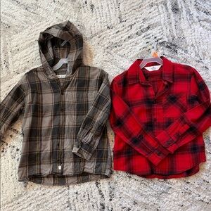 Zara Brown Plaid and H&M Red Checkered Kids Shirts